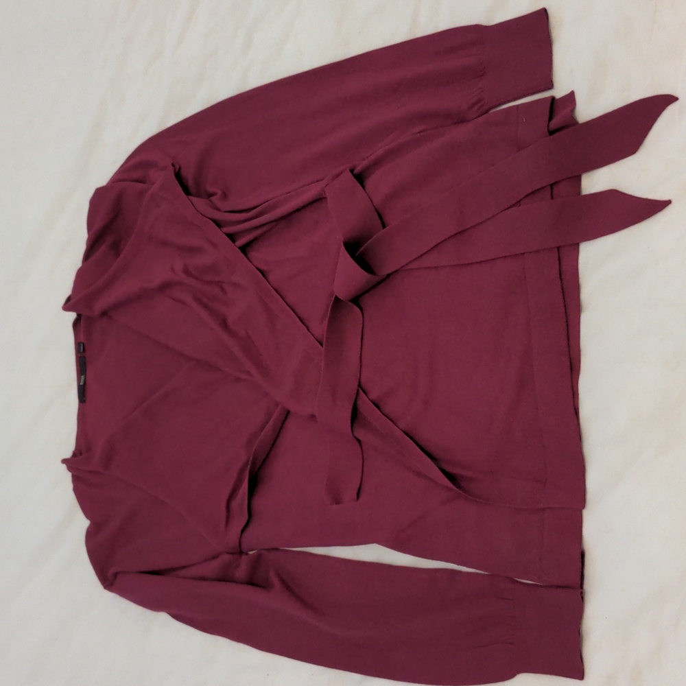 Boss soft wool knit wrap cardigan Light Plum S